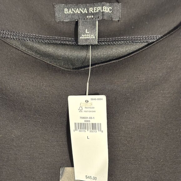 Banana Republic Br Black Scuba Boat-Neck Shell Size Large - Picture 3 of 10